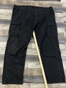 Levi's Cargo Straight Leg Cotton Black Pant Button Pockets 50X30 - Picture 1 of 5