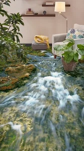 3D Wald Streamen H3478 Fußboden Wandbild Fototapete Tapete Familie Coco 2024 - Picture 1 of 5