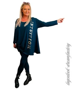 Layered Look A-Line Long Bell Basic Print Tunic Jersey 44 46 48 50 52 54 56 58 - Picture 1 of 12