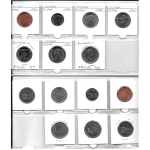 JORDAN 1 QIRSH - 10 PIASTRES 1981-2004 7 UNC Coins. 1V.6 - Picture 1 of 3