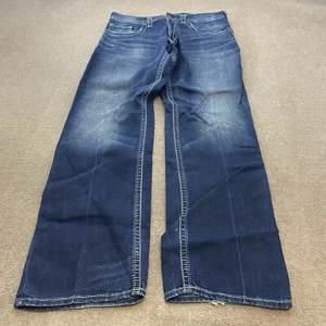 Silver Jeans Zac Y2K Mens 34 Fit 35x34 Relaxed Bootcut Baggy Wide Leg Denim Blue - Picture 1 of 14