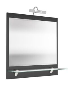 Bad Spiegel Glas  70 cm LED Beleuchtung Salona anthrazit