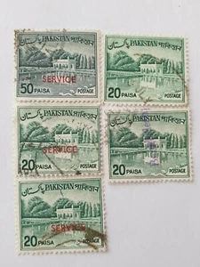 Pakistan 20×4,50×1 Paisa Postage Stamp with SERVICE Overprint, circa 1963 - Picture 1 of 1