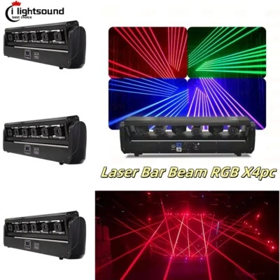 4xFull Color 6 Eyes Dj Laser Light Bar Beam 500mw RGB Lazer Moving Head Light - Image 1 of 4