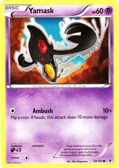 Yamask - 45/101 - Common NM, English Pokemon Noble Victories