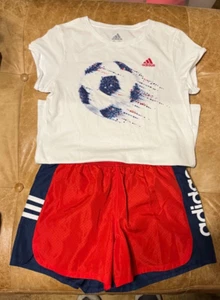 Adidas shorts and top soccer 10/12 shorts 12/14 top Red white blue - Picture 1 of 9