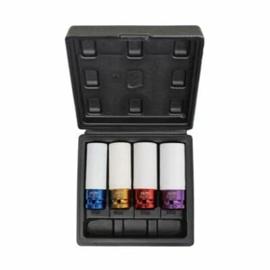 Impact Profonde Douilles pour Roues Alliage 4pc 1.3cm Dr 17, 19, 21, 22mm US Pro - Picture 1 of 3