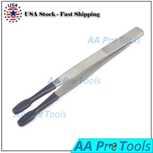 Pinzette rivestite in gomma PVC anti-marrimento punte piatte gioielli hobby perline lavoro artigianale - Foto 1 di 3