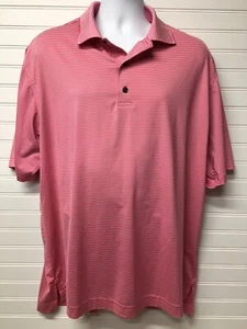 FootJoy Men's Golf Polo Shirt Mens Sz XL Pink & White Striped- Club Logo. - Picture 1 of 7