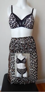 Beautiful Vintage Vanity Fair Leopard Bra, Panty and Slip set 36B/Medium - Picture 1 of 9