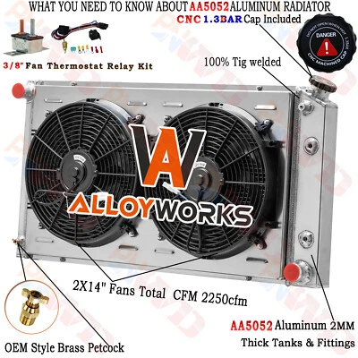 3Row Radiator Shroud Fan For Cadillac Brougham DeVille Fleetwood 5.0L 5.7L 77-92 - Image 1 of 4