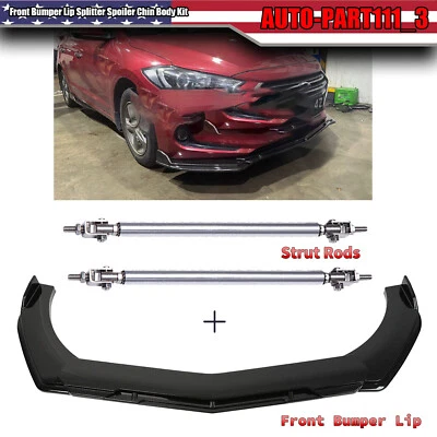 Glossy Black Front Bumper Splitter Spoiler Kit For Hyundai Elantra 2000-2023 Foto 1 de 4