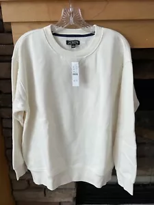 Neu mit Etikett J. Crew Heritage Fleece übergroßes Rundhalsausschnitt-Sweatshirt elfenbeinweiß Größe Small - Bild 1 von 6