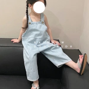 Girls Summer Set Children's Summer Style Baby Girl Casual Vest Denim Overalls - Picture 1 of 11