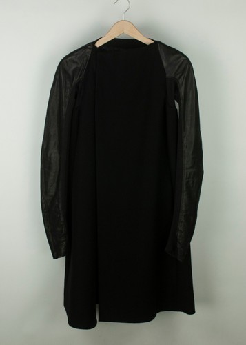 Cappotto invernale Rick Owens lana e pelle nero taglia US 6 GB 8 ITA 40