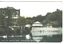 LONDON - VALE OF HEALTH POND, HAMPSTEAD COLOUR  POSTCARD (1907)