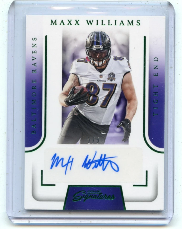 2016 PRIME SIGNATURES #PS-MW MAXX WILLIAMS AUTOGRAPH "GREEN" #2/5 RAVENS, 011921 - Image 1 of 1