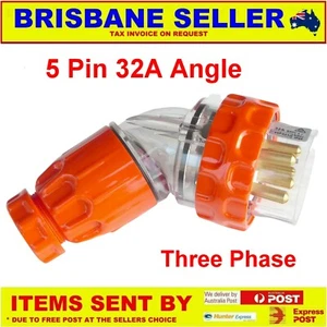 32 AMP THREE PHASE 5 Pin PLUG 32A MALE ANGLE IP66 WEATHERPROOF SAA APPROVED - Picture 1 of 4