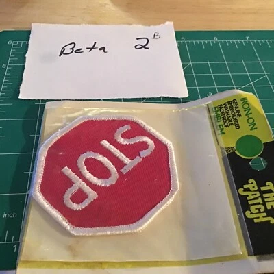 STOP SIGN embroidered PATCH TRAFFIC STREET ROAD SIGN iron-on applique red NEW - Image 1 of 4