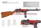PPsh-41 Soviet submachine gun Poster Patent Print WWII WW2 Russian Assault Rifle