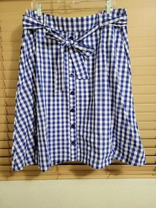 Modcloth Blue & White Gingham Plaid Retro Skirt 1XL NWOT - Picture 1 of 12