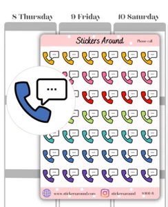 Rainbow Work Phone Call Planner Sticker, Mini Icon Sticker, Calendar & Journal - Picture 1 of 2
