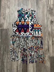 Charlotte Russe S Tribal Print Sleeveless Fringe Tank Top Festival Boho Chic - Picture 1 of 7