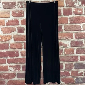 Chicos Pants Womens Large 2 Dark Green Black Velvet Velour Wide Leg Trousers - Picture 1 of 8