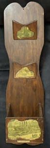 Vintage St Louis Levee 1871 Wood Wall Rack Mail Holder Key Hooks Riverboat Art - Picture 1 of 6