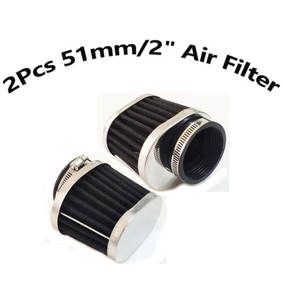2X Filtro de ar para motor de scooter motocicleta carro 51mm cabeça de cogumelo braçadeira oval - Imagem 1 de 4