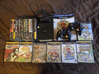 Nintendo Gamecube Black 22 Games Paper Mario Metroid Mario Sunshine Harvest Moon - Image 1 of 4