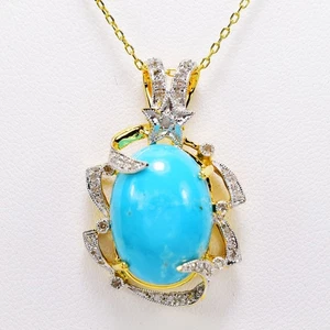 COLGANTE ESTRELLA PLATA ESTERLINA 925 NATURAL AZUL TURQUESA CABINA OVALADA PIEDRAS PRECIOSAS - Imagen 1 de 10