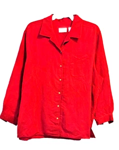 VILLAGER Red 'Peachskin'3X Shirt, ButtonFront ,Lg Slvs_perfect for the Holidays! - Picture 1 of 6