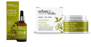Urban Veda PURIFYING FACIAL OIL 30Ml & DAY CREAM 50ml FOR OILY SKIN TYPE RRP £59 - Picture 1 of 5
