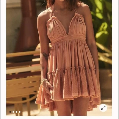Mini Vestido Free People 100 Grados Halter Boho Para Mujer Talla Pequeña Foto 1 de 4