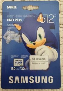 New Samsung SEGA Sonic PRO Plus  512 GB MicroSD Card - Brand New Sealed - Picture 1 of 1