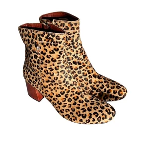 TOMS Women's Leopard Print Calf Hair Ankle Boots Block Heel Size 11 - Picture 1 of 10