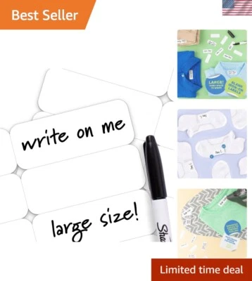 Plancha grande para escribir en etiquetas con nombre para ropa con marcador de lavandería permanente... Foto 1 de 4