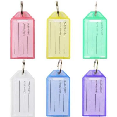 30 Pieces Plastic Key Tags with Split Ring and Label Assorted Colors Key Chain - Image 1 of 4