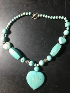 Heavy Turquoise Necklace 16 1/2 inches, 98 grams - Picture 1 of 3