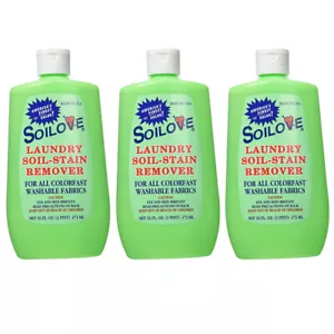 3 Soilove Soil Heavy Duty Laundry Stain Remover Blood Grease Dirt Removal 16oz - Picture 1 of 1