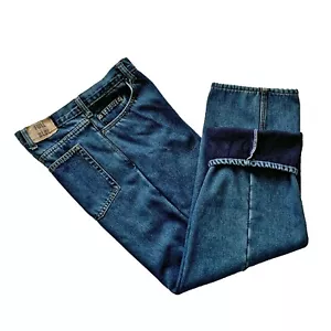 Jeans blu pieno, foderati in pile, gamba dritta a 5 tasche, taglia 38 x 30 - Foto 1 di 5