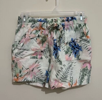 Pantalones Cortos Jessica Simpson Niña XL 14/16 Lino Blanco Estampado Floral Foto 1 de 4