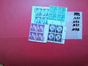 U. S. plate blocks  1035, 1036, 1037, 1038 - comb. shipping! - Picture 1 of 1