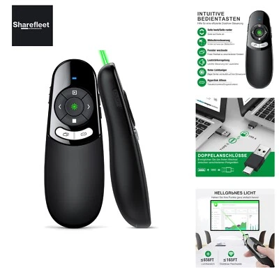 USB C Presenter, Kabellose 2.4 GHz Powerpoint Fernbedienung, Grün Licht Point... - Bild 1 von 4