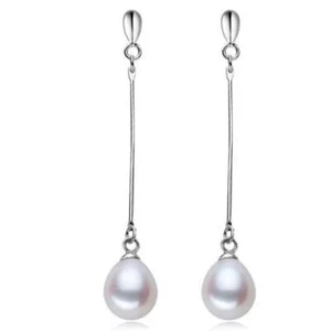 Stunning Genuine Freshwater Pearl Dangle Earrings - Imagen 1 de 6