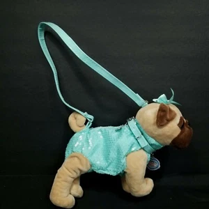 Poochie & Co Dog Purse Blue Green Confetti Outfit Pug French Bulldog Sequins  - Picture 1 of 8