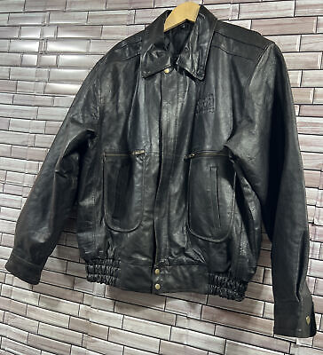 Burks Bay leather jacket large mens dark brow...