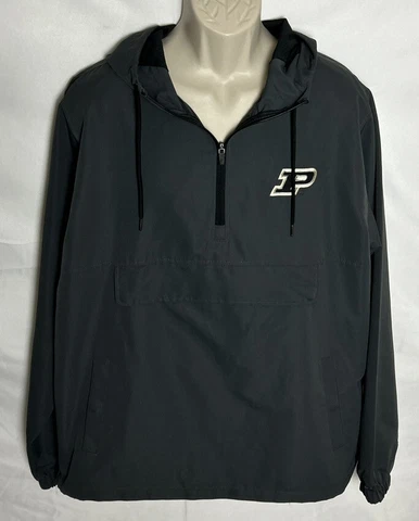 Purdue Boilermakers Mens 1/2 Zip Pullover Hooded Jacket Side Zip Large NWT NEW Cover