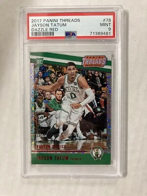 2017-18 Panini Threads Jayson Tatum SP 41/99 Dazzle Red Rookie RC #78 PSA 9 Mint - Image 1 of 2